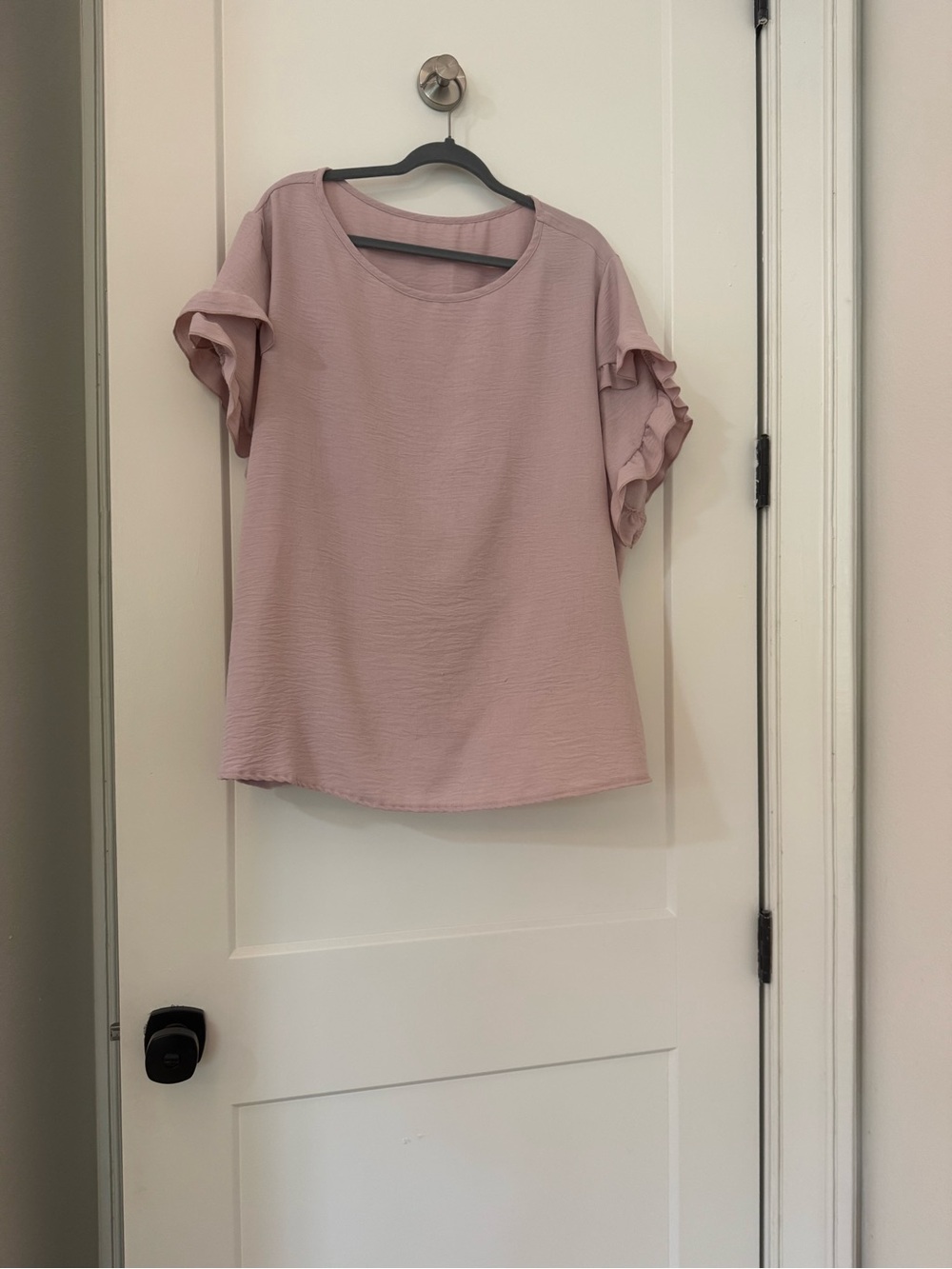 SHEIN Dusty Pink Ruffle-Sleeve Blouse